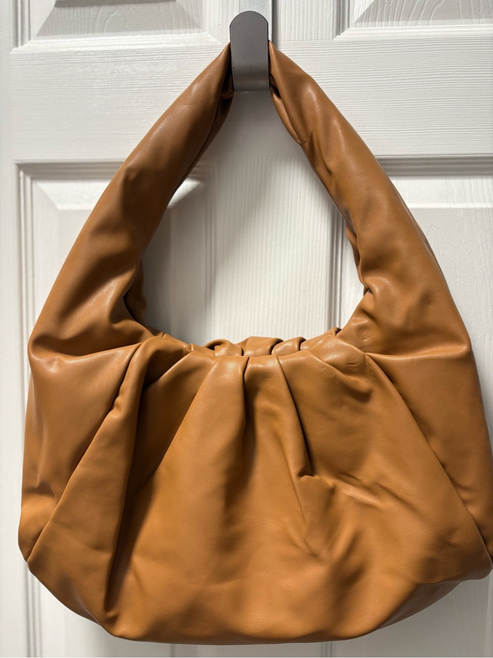 Soft Gathered Shoulder Bag in Camel Brown